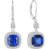 imageWomen Leverback Earrings 925 Sterling Silver Princess Cut Halo Earrings Birthstone Dangle Drop Earrings for Women Her Mom Wife09 September  Sapphire