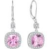 imageWomen Leverback Earrings 925 Sterling Silver Princess Cut Halo Earrings Birthstone Dangle Drop Earrings for Women Her Mom Wife10 October  Pink Tourmaline