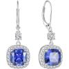 imageWomen Leverback Earrings 925 Sterling Silver Princess Cut Halo Earrings Birthstone Dangle Drop Earrings for Women Her Mom Wife12 December  Tanzanite
