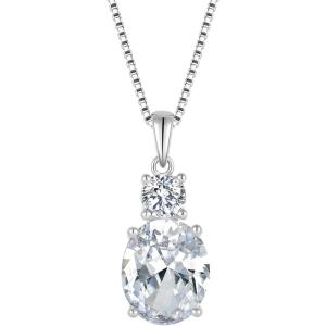 imageBirthstone Necklace for Women 925 Sterling Silver Oval Cut Cubic Zirconia Pendant Jewelry Gifts for Her04 April  Simulated Diamond