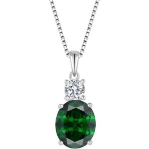 imageBirthstone Necklace for Women 925 Sterling Silver Oval Cut Cubic Zirconia Pendant Jewelry Gifts for Her05 May  Emerald