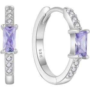 imageHuggie Hoop Earrings for Women 925 Sterling Silver Baguette Hoop Earrings Birthstone Jewelry Gifts for Her06 June  Alexandrite