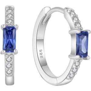 imageHuggie Hoop Earrings for Women 925 Sterling Silver Baguette Hoop Earrings Birthstone Jewelry Gifts for Her12 December  Tanzanite