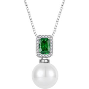 imagePearl Necklace for Women 925 Sterling Silver Birthstone Pendant Necklace Emerald Cut Jewelry Gifts for Her05 May  Emerald