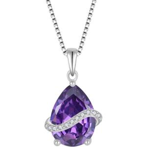 imageTeardrop Necklace for Women 925 Sterling Silver Birthstone Necklace Pendant Jewelry Gifts for Her02 February  Amethyst
