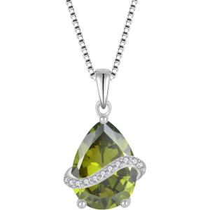imageTeardrop Necklace for Women 925 Sterling Silver Birthstone Necklace Pendant Jewelry Gifts for Her08 August  Peridot