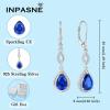 imageDangle Drop Earrings for Women 925 Sterling Silver Teardrop Leverback Earrings with Birthstone Jewelry Gift for Women Her Mom09 September  Sapphire
