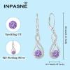 imageInfinity Dangle Earrings for Women 925 Sterling Silver Leverback Drop Earrings with Birthstone Jewelry Gifts for Women Mom Her Wife02 February  Amethyst