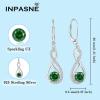 imageInfinity Dangle Earrings for Women 925 Sterling Silver Leverback Drop Earrings with Birthstone Jewelry Gifts for Women Mom Her Wife05 May  Emerald