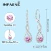 imageInfinity Dangle Earrings for Women 925 Sterling Silver Leverback Drop Earrings with Birthstone Jewelry Gifts for Women Mom Her Wife10 October  Pink Tourmaline