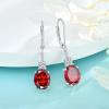 imageOval Dangle Drop Earrings for Women 925 Sterling Silver Leverback Earrings Birthstone Jewelry Gifts for Her01 January  Garnet