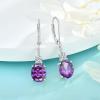 imageOval Dangle Drop Earrings for Women 925 Sterling Silver Leverback Earrings Birthstone Jewelry Gifts for Her02 February  Amethyst