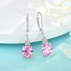 imageOval Dangle Drop Earrings for Women 925 Sterling Silver Leverback Earrings Birthstone Jewelry Gifts for Her10 October  Pink Tourmaline