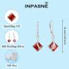 imageSquare Princess Cut Drop Dangle Earrings 925 Sterling Silver Solitaire Leverback Earrings Birthstone Jewelry Gifts for Women01 January  Garnet