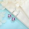 imageSquare Princess Cut Drop Dangle Earrings 925 Sterling Silver Solitaire Leverback Earrings Birthstone Jewelry Gifts for Women02 February  Amethyst