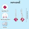 imageSquare Princess Cut Drop Dangle Earrings 925 Sterling Silver Solitaire Leverback Earrings Birthstone Jewelry Gifts for Women07 July  Ruby