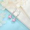 imageSquare Princess Cut Drop Dangle Earrings 925 Sterling Silver Solitaire Leverback Earrings Birthstone Jewelry Gifts for Women10 October  Pink Tourmaline