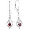 imageInfinity Dangle Drop Earrings for Women 925 Sterling Silver Heart Leverback Twisted Earrings with Birthstone Jewelry Gifts for Her01 January  Garnet