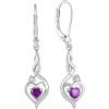 imageInfinity Dangle Drop Earrings for Women 925 Sterling Silver Heart Leverback Twisted Earrings with Birthstone Jewelry Gifts for Her02 February  Amethyst