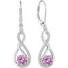imageInfinity Dangle Earrings for Women 925 Sterling Silver Leverback Drop Earrings with Birthstone Jewelry Gifts for Women Mom Her Wife10 October  Pink Tourmaline
