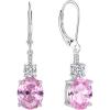 imageOval Dangle Drop Earrings for Women 925 Sterling Silver Leverback Earrings Birthstone Jewelry Gifts for Her10 October  Pink Tourmaline
