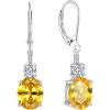 imageOval Dangle Drop Earrings for Women 925 Sterling Silver Leverback Earrings Birthstone Jewelry Gifts for Her11 November  Citrine
