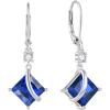 imageSquare Princess Cut Drop Dangle Earrings 925 Sterling Silver Solitaire Leverback Earrings Birthstone Jewelry Gifts for Women09 September  Sapphire