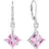 imageSquare Princess Cut Drop Dangle Earrings 925 Sterling Silver Solitaire Leverback Earrings Birthstone Jewelry Gifts for Women10 October  Pink Tourmaline