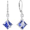 imageSquare Princess Cut Drop Dangle Earrings 925 Sterling Silver Solitaire Leverback Earrings Birthstone Jewelry Gifts for Women12 December  Tanzanite