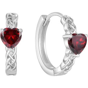 imageCeltic Knot Hoop Earrings 925 Sterling Silver Infinity Huggie Earrings with Birthstone Irish Jewelry Gifts for Women01 January  Garnet