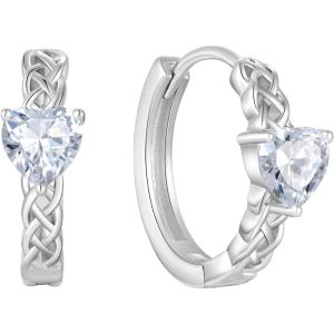 imageCeltic Knot Hoop Earrings 925 Sterling Silver Infinity Huggie Earrings with Birthstone Irish Jewelry Gifts for Women04 April  Simulated Diamond