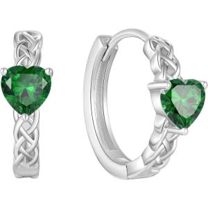 imageCeltic Knot Hoop Earrings 925 Sterling Silver Infinity Huggie Earrings with Birthstone Irish Jewelry Gifts for Women05 May  Emerald