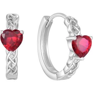 imageCeltic Knot Hoop Earrings 925 Sterling Silver Infinity Huggie Earrings with Birthstone Irish Jewelry Gifts for Women07 July  Ruby