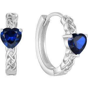 imageCeltic Knot Hoop Earrings 925 Sterling Silver Infinity Huggie Earrings with Birthstone Irish Jewelry Gifts for Women09 September  Sapphire