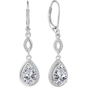 imageDangle Drop Earrings for Women 925 Sterling Silver Teardrop Leverback Earrings with Birthstone Jewelry Gift for Women Her Mom04 April  Simulated Diamond