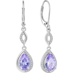imageDangle Drop Earrings for Women 925 Sterling Silver Teardrop Leverback Earrings with Birthstone Jewelry Gift for Women Her Mom06 June  Alexandrite