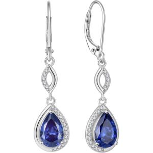 imageDangle Drop Earrings for Women 925 Sterling Silver Teardrop Leverback Earrings with Birthstone Jewelry Gift for Women Her Mom12 December  Tanzanite