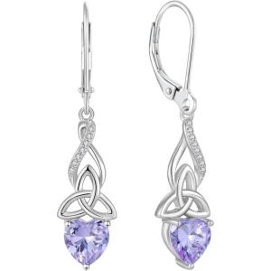 imageInfinity Celtic Knot Earrings for Women 925 Sterling Silver Dangle Drop Leverback Earirngs with Birthstone Irish Good Luck Jewelry Gifts for Her06 June  Alexandrite
