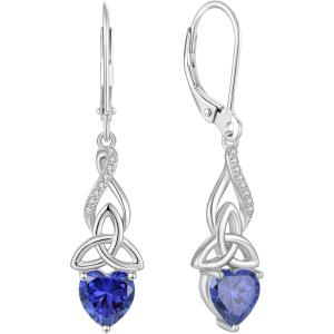 imageInfinity Celtic Knot Earrings for Women 925 Sterling Silver Dangle Drop Leverback Earirngs with Birthstone Irish Good Luck Jewelry Gifts for Her12 December  Tanzanite