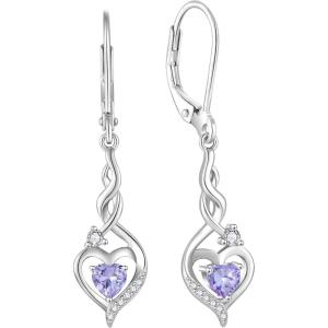 imageInfinity Dangle Drop Earrings for Women 925 Sterling Silver Heart Leverback Twisted Earrings with Birthstone Jewelry Gifts for Her06 June  Alexandrite