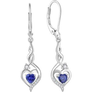 imageInfinity Dangle Drop Earrings for Women 925 Sterling Silver Heart Leverback Twisted Earrings with Birthstone Jewelry Gifts for Her12 December  Tanzanite