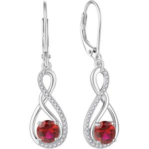 imageInfinity Dangle Earrings for Women 925 Sterling Silver Leverback Drop Earrings with Birthstone Jewelry Gifts for Women Mom Her Wife07 July  Ruby