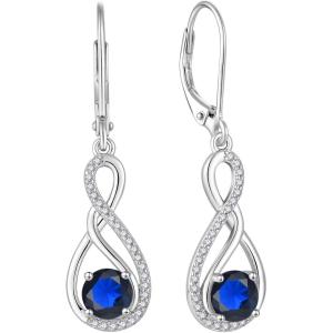 imageInfinity Dangle Earrings for Women 925 Sterling Silver Leverback Drop Earrings with Birthstone Jewelry Gifts for Women Mom Her Wife09 September  Sapphire