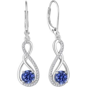imageInfinity Dangle Earrings for Women 925 Sterling Silver Leverback Drop Earrings with Birthstone Jewelry Gifts for Women Mom Her Wife12 December  Tanzanite