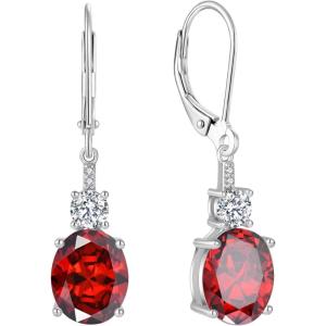 imageOval Dangle Drop Earrings for Women 925 Sterling Silver Leverback Earrings Birthstone Jewelry Gifts for Her01 January  Garnet