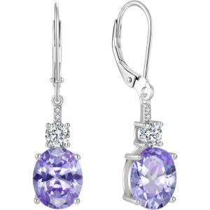 imageOval Dangle Drop Earrings for Women 925 Sterling Silver Leverback Earrings Birthstone Jewelry Gifts for Her06 June  Alexandrite