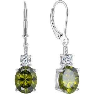 imageOval Dangle Drop Earrings for Women 925 Sterling Silver Leverback Earrings Birthstone Jewelry Gifts for Her08 August  Peridot