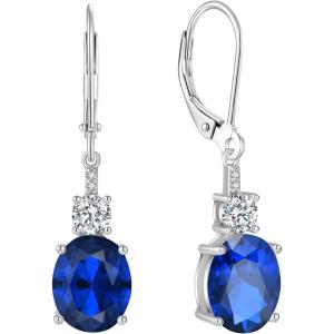 imageOval Dangle Drop Earrings for Women 925 Sterling Silver Leverback Earrings Birthstone Jewelry Gifts for Her09 September  Sapphire