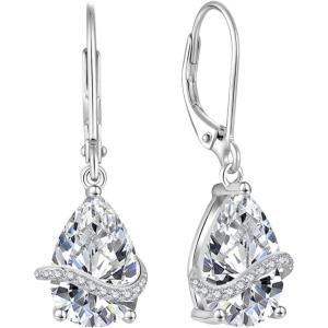 imageTeardrop Dangle Drop Earrings for Women 925 Sterling Silver Leverback Earrings Birthstone Jewelry Gifts for Her04 April  Simulated Diamond