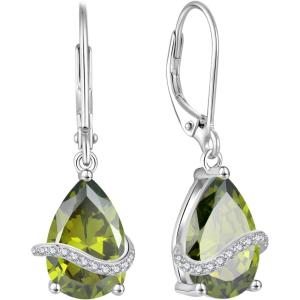imageTeardrop Dangle Drop Earrings for Women 925 Sterling Silver Leverback Earrings Birthstone Jewelry Gifts for Her08 August  Peridot